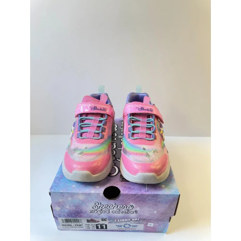 Skechers Kids Girls Unicorn Chaser Sneaker, Pink/Multi, 11 Little Kid